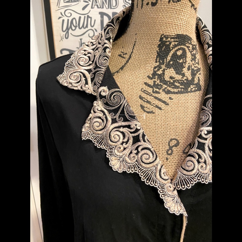 NWT Soma Gorgeous Cool Nights Pajama Top Size L Black & Taupe